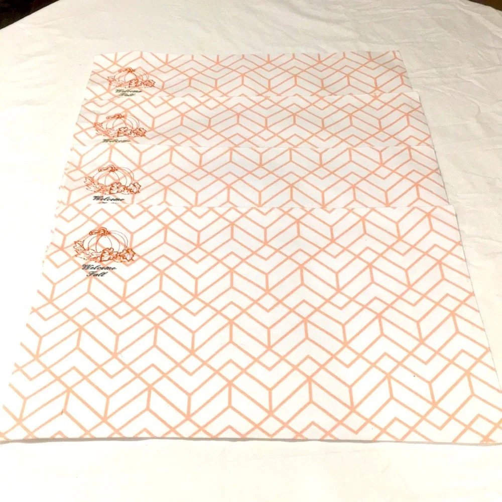 4 Cloth Placemats With Pumpkin Accents NEW Handmade